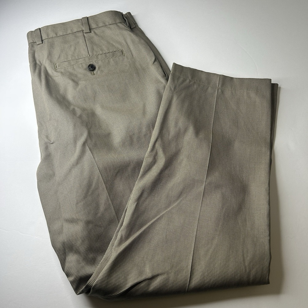 Brooks Brothers Advantage Chino Houndstooth Tan Dress Pants Men's 38 Size 38x30